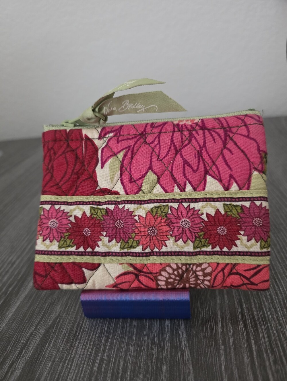 Vera Bradley Floral Quilted Coin Purse in Pink, Green & Burgundy